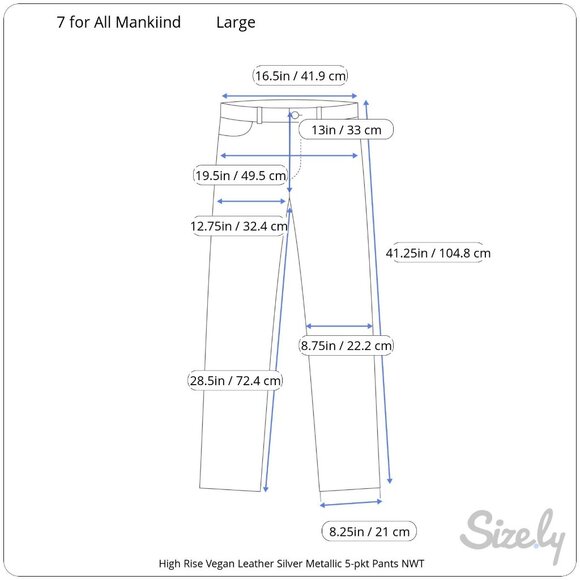 7 For All Mankind High Rise Vegan Leather Silver Metallic 5-pkt Pants NWT Large - Picture 13 of 13